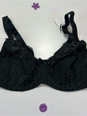 Prima Donna Black Lace Unpadded Underwire Bra 34D NWOT